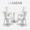 set 4 stoelen Lix bar restaurants salontafel horeca 90x90cm wit just white Aanbod
