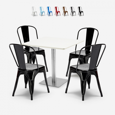 Horeca set met tafel 90x90 cm en 4 stoelen Just White Aanbieding