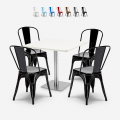 set 4 stoelen Lix bar restaurants salontafel horeca 90x90cm wit just white Aanbieding