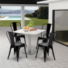 set 4 stoelen Lix bar restaurants salontafel horeca 90x90cm wit just white Keuze