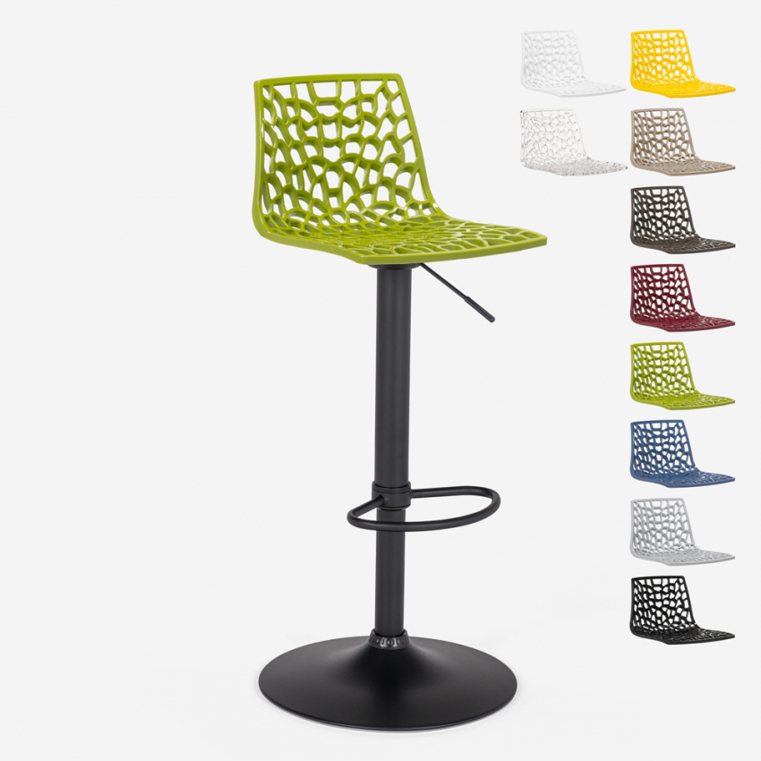 Verstelbare design barstoel met mat zwart onderstel Grand Soleil Spider Matt Verstelbare design barstoel met mat zwart onderstel Grand Soleil Spider Matt