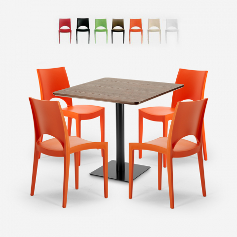 Horeca salontafel set 90x90cm 4 stoelen stapelbaar bar restaurant Prince