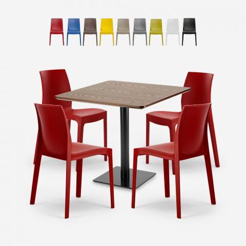 Horeca salontafel set 90x90cm 4 stoelen stapelbaar restaurant bar keuken Jasper