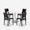 Horeca set met salontafel 90x90 cm en 4 stoelen Prince White Model