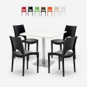 Horeca set met salontafel 90x90 cm en 4 stoelen Prince White Aanbieding