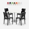 Horeca set met salontafel 90x90 cm en 4 stoelen Prince White Aanbieding