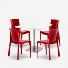 Horeca set met salontafel 90x90 cm en 4 stoelen Yanez White Afmetingen