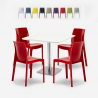 Horeca set met salontafel 90x90 cm en 4 stoelen Yanez White Aanbieding