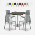 Horeca set met salontafel 90x90 cm en 4 stoelen Yanez Black Aanbieding