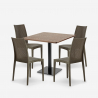 Houten salontafel set 90x90cm Horeca 4 stapelbare poly rotan stoelen Barrett Catalogus