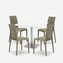 Horeca set met salontafel 90x90 cm en 4 polyrotan stoelen Barrett White Catalogus