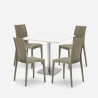 Horeca set met salontafel 90x90 cm en 4 polyrotan stoelen Barrett White Catalogus