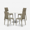 Horeca wit 90x90cm salontafel set 4 stapelbare poly rotan stoelen Barrett White Catalogus