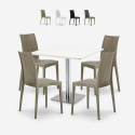 Horeca set met salontafel 90x90 cm en 4 polyrotan stoelen Barrett White Aanbieding