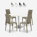 Horeca set met salontafel 90x90 cm en 4 polyrotan stoelen Barrett White Aanbieding