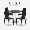 Horeca set met salontafel 90x90 cm en 4 polyrotan stoelen Barrett Black Aanbieding