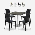 Set van 4 poly rotan stoelen bar restaurant salontafel 90x90cm Barrett Black Aanbieding