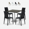 Horeca set met salontafel 90x90 cm en 4 polyrotan stoelen Barrett Black Aanbieding