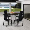 Horeca set met salontafel 90x90 cm en 4 polyrotan stoelen Barrett Black Kortingen