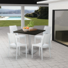 Horeca set met salontafel 90x90 cm en polypropyleen 4 stoelen Prince Black Keuze