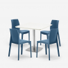 Set 4 stoelen polypropyleen bar restaurant tafel wit Horeca 90x90cm Jasper White Afmetingen