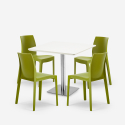 Set 4 stoelen polypropyleen bar restaurant tafel wit Horeca 90x90cm Jasper White 