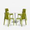 Set 4 stoelen polypropyleen bar restaurant tafel wit Horeca 90x90cm Jasper White 