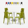 Set 4 stoelen polypropyleen bar restaurant tafel wit Horeca 90x90cm Jasper White Model