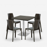 Horeca set met salontafel 90x90 cm en 4 stoelen Jasper Black Afmetingen