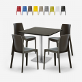 Horeca set met salontafel 90x90 cm en 4 stoelen Jasper Black Aanbieding
