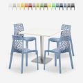 Set van 4 stapelbare stoelen in polypropyleen Dustin White tafel 90x90cm Aanbieding