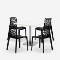 Horeca set met salontafel 90x90 cm en 4 stapelbare design stoelen Dustin White 