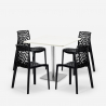 Horeca set met salontafel 90x90 cm en 4 stapelbare design stoelen Dustin White 