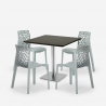Horeca set met salontafel 90x90 cm en 4 stapelbare design stoelen Dustin Black 
