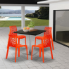 Horeca set met salontafel 90x90 cm en 4 stapelbare design stoelen Dustin Black 