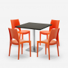 Horeca set met salontafel 90x90 cm en polypropyleen 4 stoelen Prince Black Model