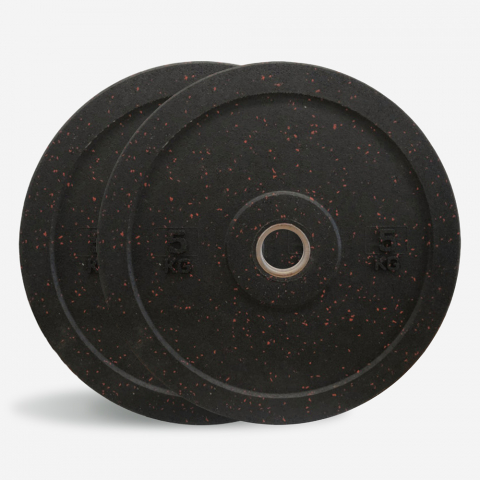 2 x 5 kg schijven rubber gewichten crosstraining Olympische halterstang Bumper HD Dot