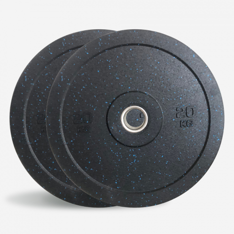 2 x 20 kg schijven rubber gewichten crosstraining Olympische halterstang Bumper HD Dot Aanbieding