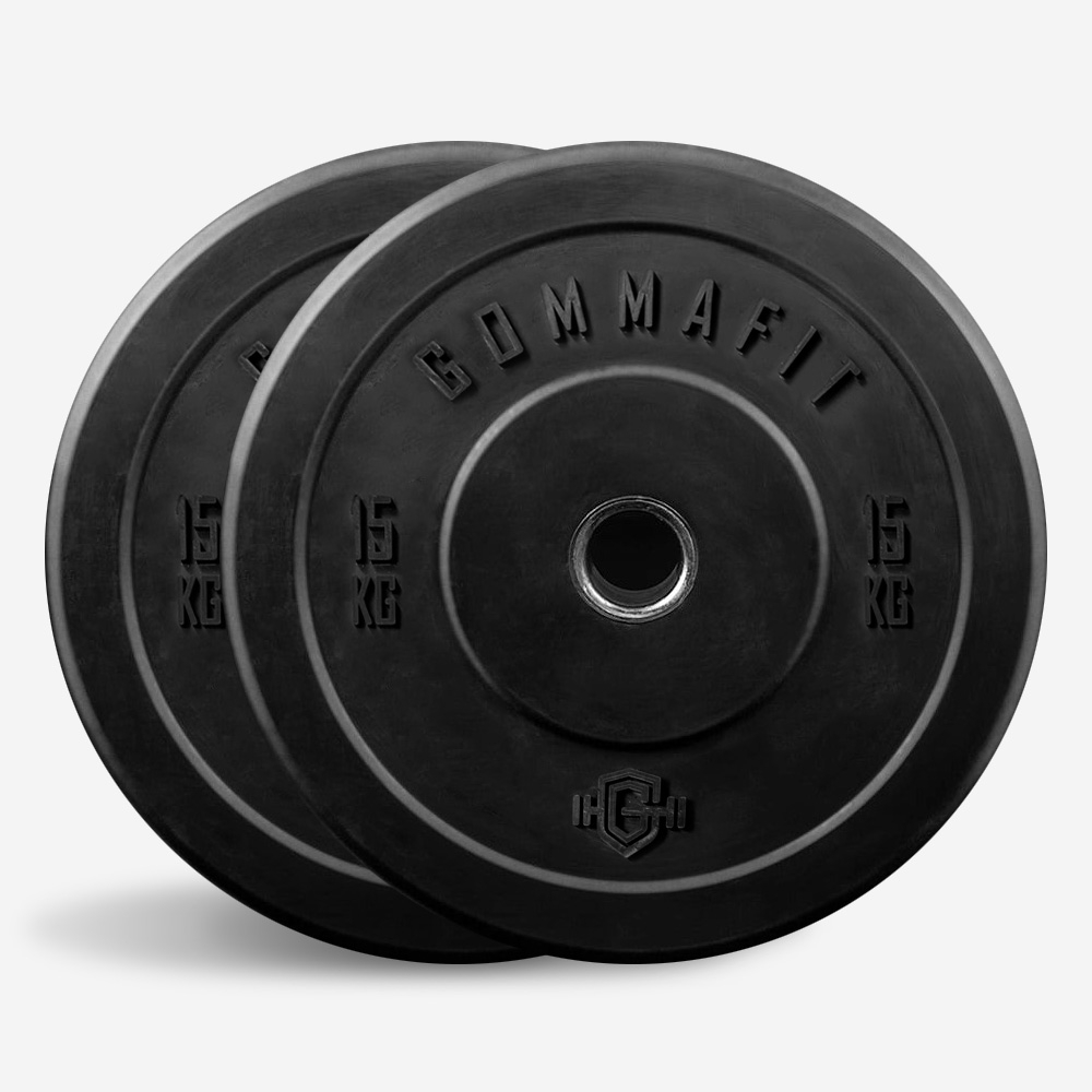 2 x rubberen schijven gewichten van 15 kg olympische halter gym Bumper Training