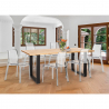 Set van 6 transparante stoelen en industriële eettafel 180x80 cm Vice Voorraad