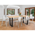 Conjunto 6 cadeiras design transparente mesa de jantar 180x80cm industrial Vice Verkoop