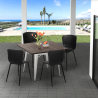 Industriële set met vierkante tafel 80x80 cm en 4 stoelen Anvil Light Voorraad