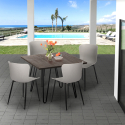 Industriële set met 4 stoelen en vierkante tafel 80x80 cm Claw Dark Voorraad