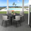 Industriële set met 4 stoelen en vierkante tafel 80x80 cm Wrench Dark Voorraad