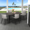 Set met eettafel 120x60 cm en 4 stoelen in industrieel design Ruler Voorraad