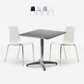 Opvouwbare vierkante tafelset 70x70cm staal met 2 stoelen voor buiten Mores Aanbieding