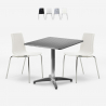 Opvouwbare vierkante tafelset 70x70cm staal met 2 stoelen voor buiten Mores Aanbieding