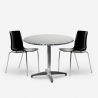 Buitenset 4 stoelen modern design tafel 70x70cm rond staal Remos Catalogus
