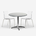 Buitenset 2 stoelen modern design tafel 70cm rond staal Remos Model