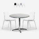 Buitenset 2 stoelen modern design tafel 70cm rond staal Remos Korting